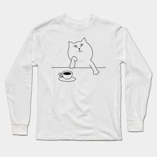 think about cafe coffee cat Long Sleeve T-Shirt